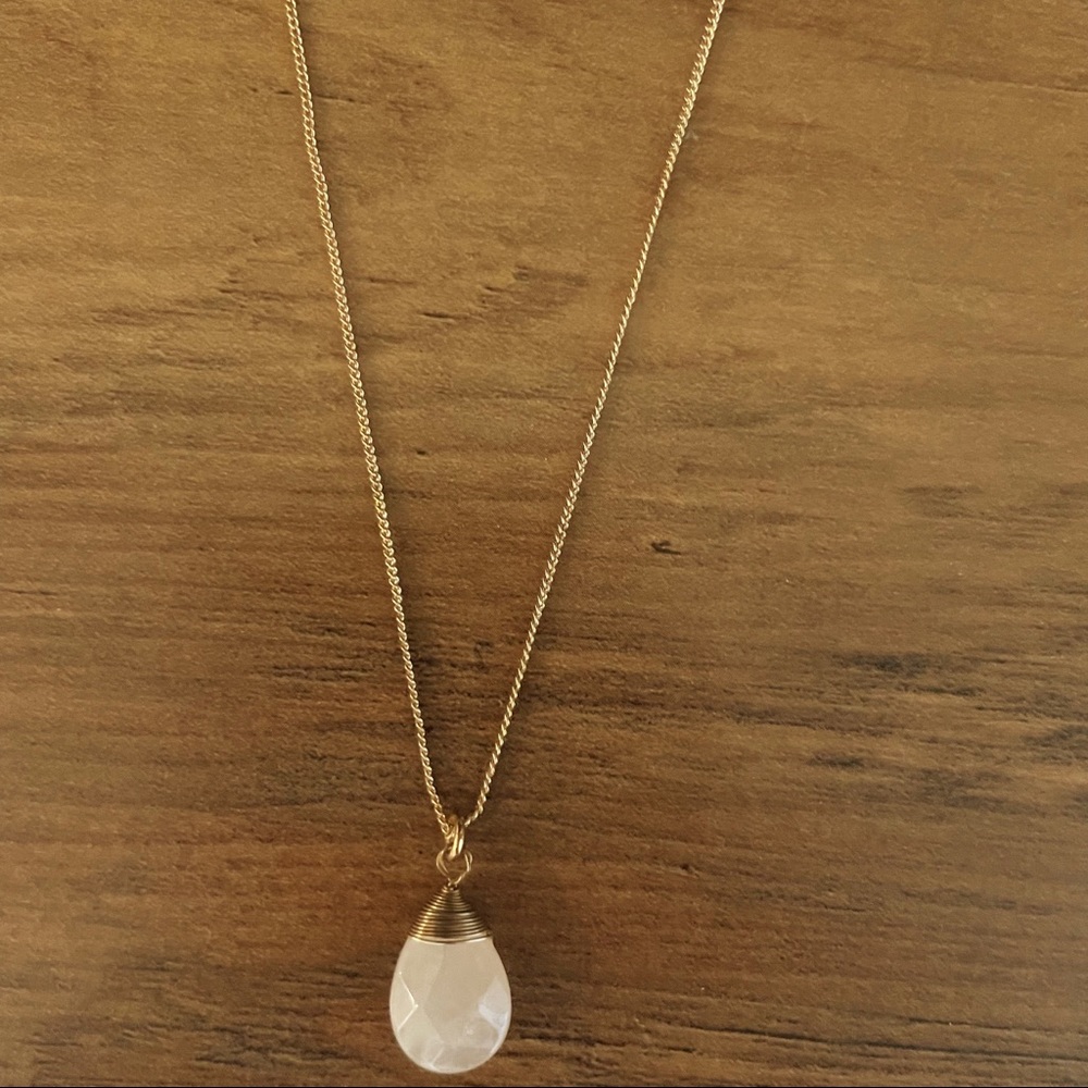 2 for $40 Rose Gold Coloured Necklace with Pale Pink Stone Pendant